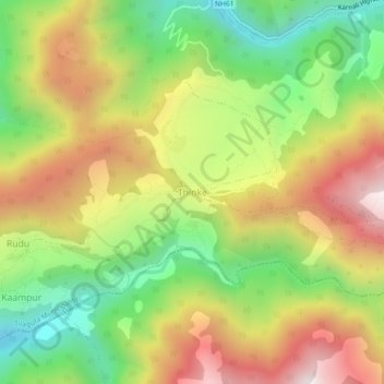 Thinke topographic map, elevation, terrain