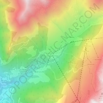 Grand Vaujany topographic map, elevation, terrain