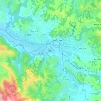 Urguri topographic map, elevation, terrain