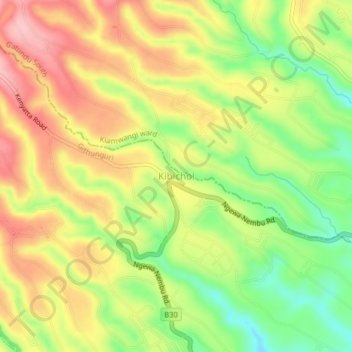 Kibichoi topographic map, elevation, terrain