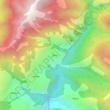 Jhuni topographic map, elevation, terrain