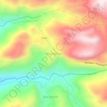 Pelempitiya topographic map, elevation, terrain