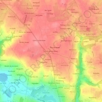 Camp de Lanrenap topographic map, elevation, terrain