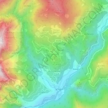 Pélasque topographic map, elevation, terrain