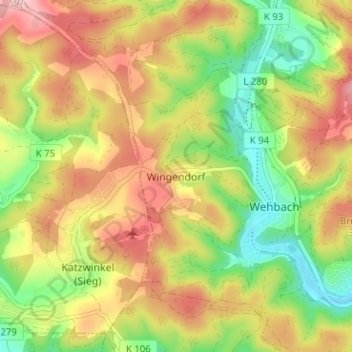 Wingendorf topographic map, elevation, terrain