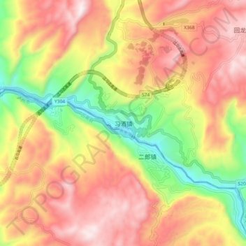习酒镇 topographic map, elevation, terrain
