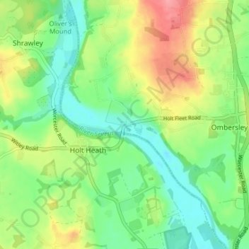 Holt Fleet topographic map, elevation, terrain