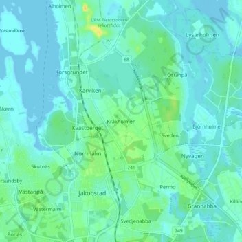 Kråkholmen topographic map, elevation, terrain