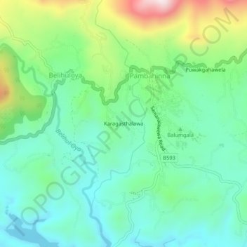 Karagasthalawa topographic map, elevation, terrain