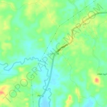 Lombok topographic map, elevation, terrain