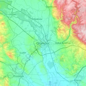 Olomouc topographic map, elevation, terrain