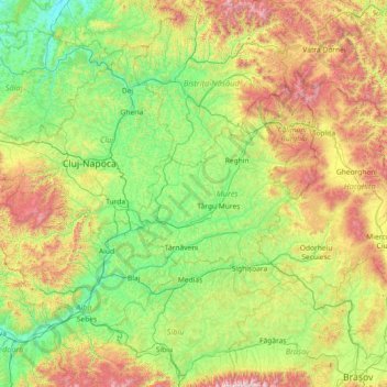 Transylvania topographic map, elevation, terrain