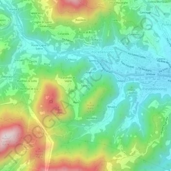 Trentini topographic map, elevation, terrain