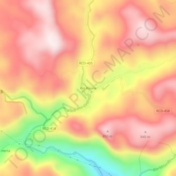 Rio Rosina topographic map, elevation, terrain