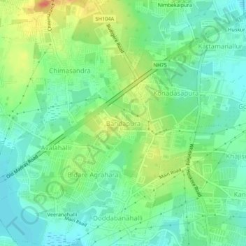 Bandapura topographic map, elevation, terrain