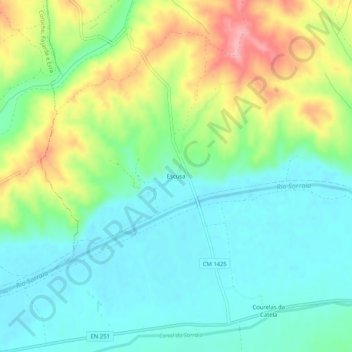 Escusa topographic map, elevation, terrain
