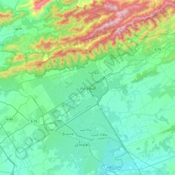 Islamabad topographic map, elevation, terrain