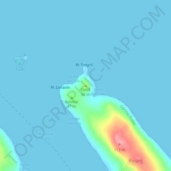 Omiš topographic map, elevation, terrain