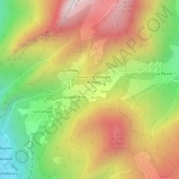 Col du Corbier topographic map, elevation, terrain