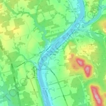 Florenceville-Bristol topographic map, elevation, terrain
