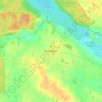 Gyrstinge topographic map, elevation, terrain