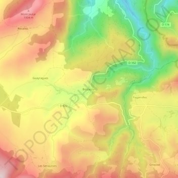 Boissezon topographic map, elevation, terrain