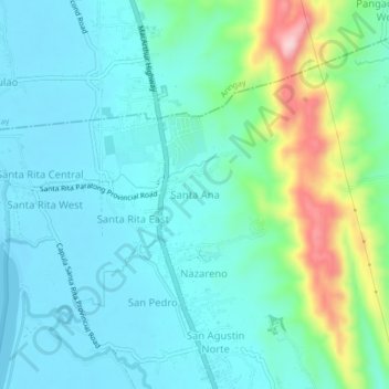 Santa Ana topographic map, elevation, terrain