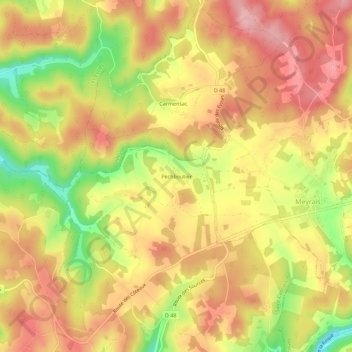 Pechboutier topographic map, elevation, terrain