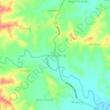 Patong-patong topographic map, elevation, terrain
