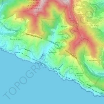 Parazzuolo topographic map, elevation, terrain