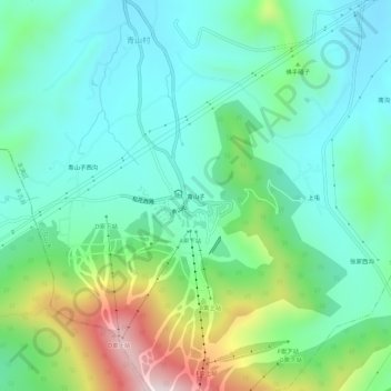 青山子 topographic map, elevation, terrain