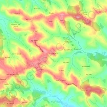 Gouderlou topographic map, elevation, terrain