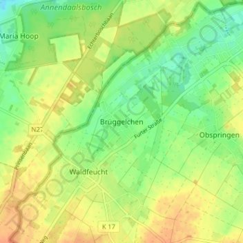 Brüggelchen topographic map, elevation, terrain