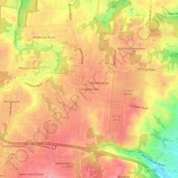 Compton Park topographic map, elevation, terrain