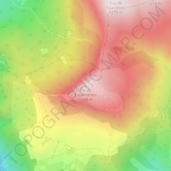 Pic de Courmettes topographic map, elevation, terrain