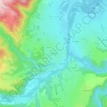 Charraire topographic map, elevation, terrain
