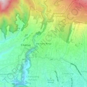 Villa Istana Bunga topographic map, elevation, terrain