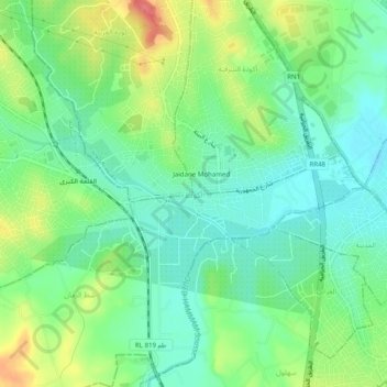 Akouda topographic map, elevation, terrain