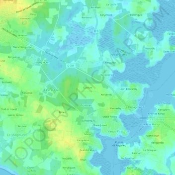 Guelian topographic map, elevation, terrain