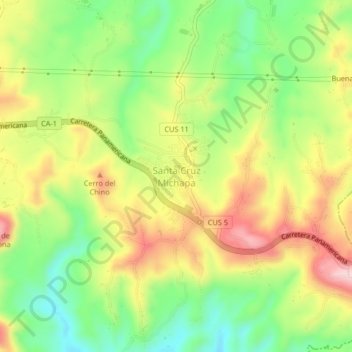 Santa Cruz Michapa topographic map, elevation, terrain