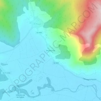 Derroñadas topographic map, elevation, terrain