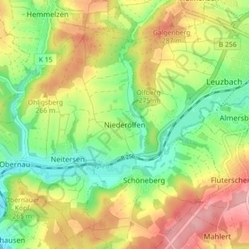 Niederölfen topographic map, elevation, terrain