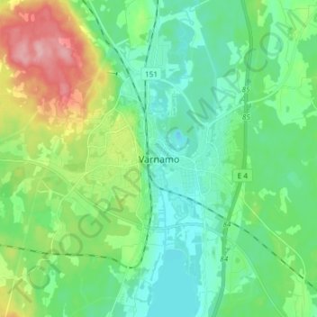 Värnamo topographic map, elevation, terrain