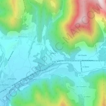 Blaigny topographic map, elevation, terrain