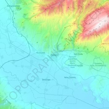 Serres topographic map, elevation, terrain