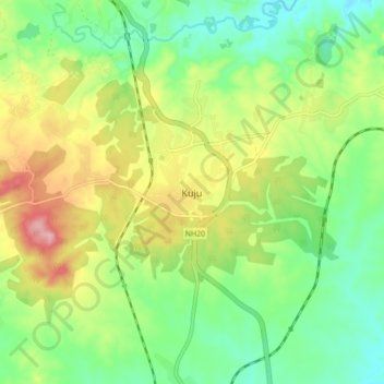 Kuju topographic map, elevation, terrain