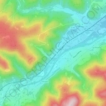 Hersbach topographic map, elevation, terrain