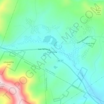 South Gilboa topographic map, elevation, terrain