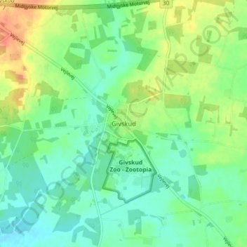 Givskud topographic map, elevation, terrain
