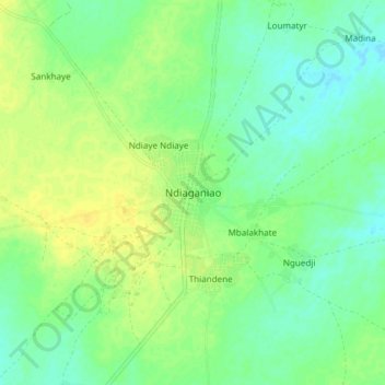 Ndiaganiao topographic map, elevation, terrain